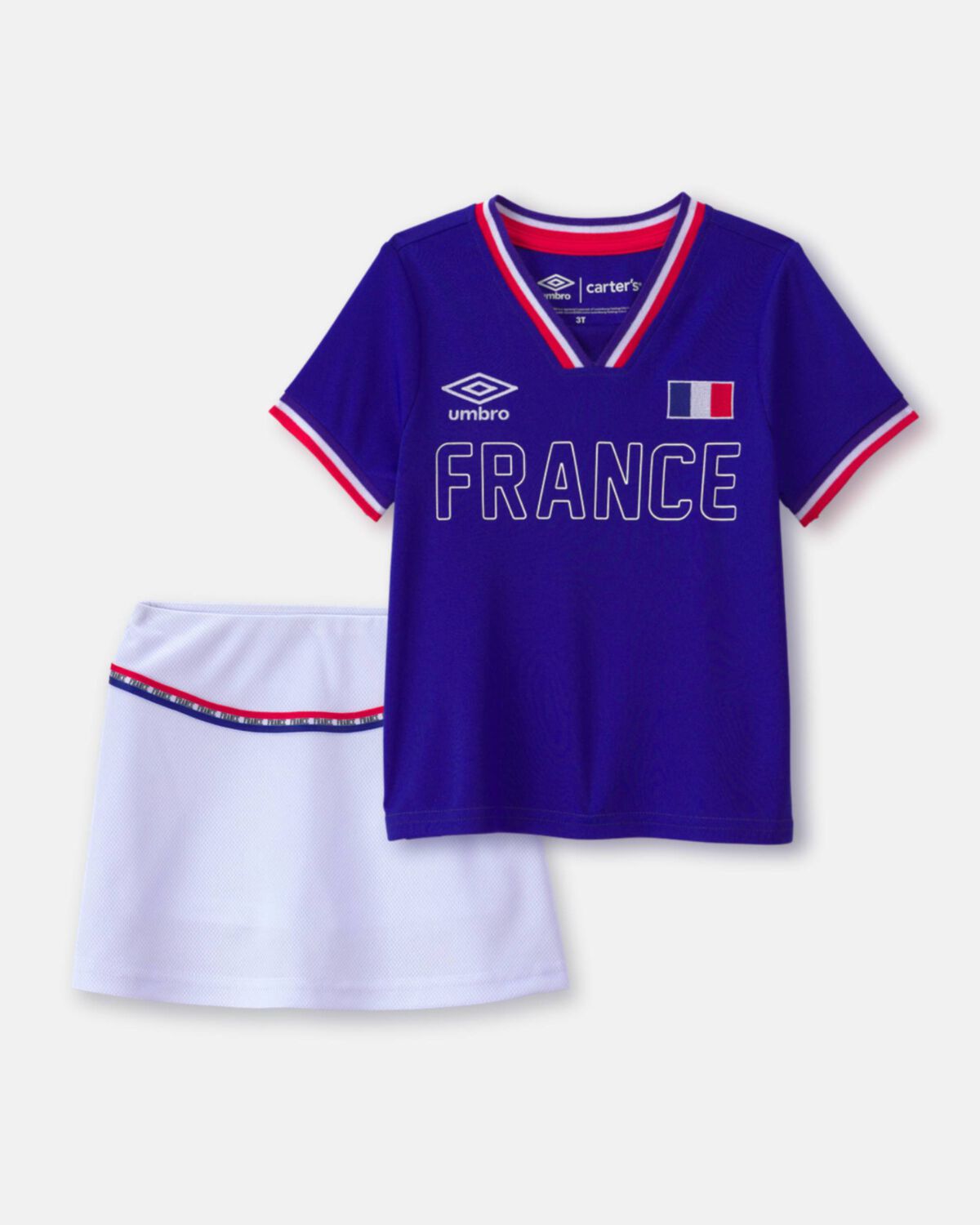 Toddler Girl 2-Piece Umbro France Soccer Jersey & Skort Set - Blue/Red/White 1 Toddler Girl 2-Piece Umbro France Soccer Jersey & Skort Set - Blue/Red/White