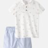 Toddler Boy 2-Piece Polo Shirt & Short Set - White/Blue