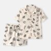 Boys 2-Piece Beach Button-Down Shirt & Short Set - Ivory
