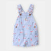 Baby Girl Cherry Canvas Shortall - Blue