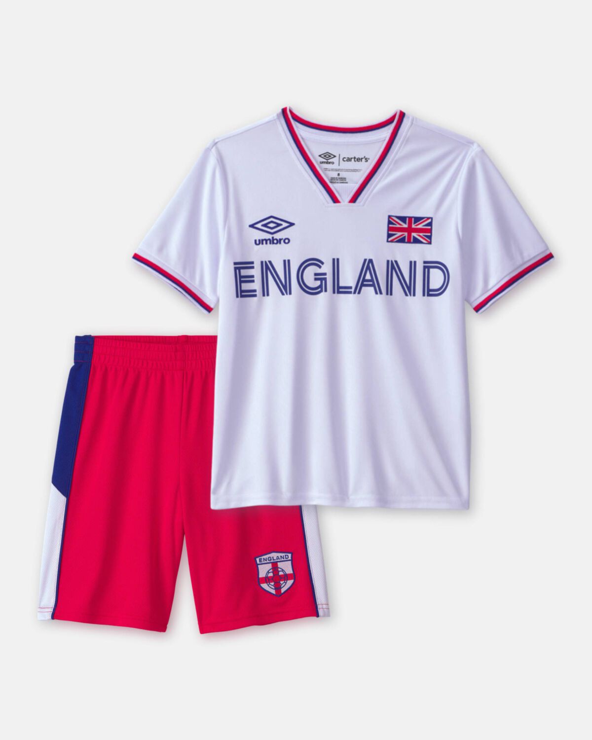 Kids 2-Piece Umbro England Soccer Jersey & Short Set - Red/Blue/White 1 Kids 2-Piece Umbro England Soccer Jersey & Short Set - Red/Blue/White