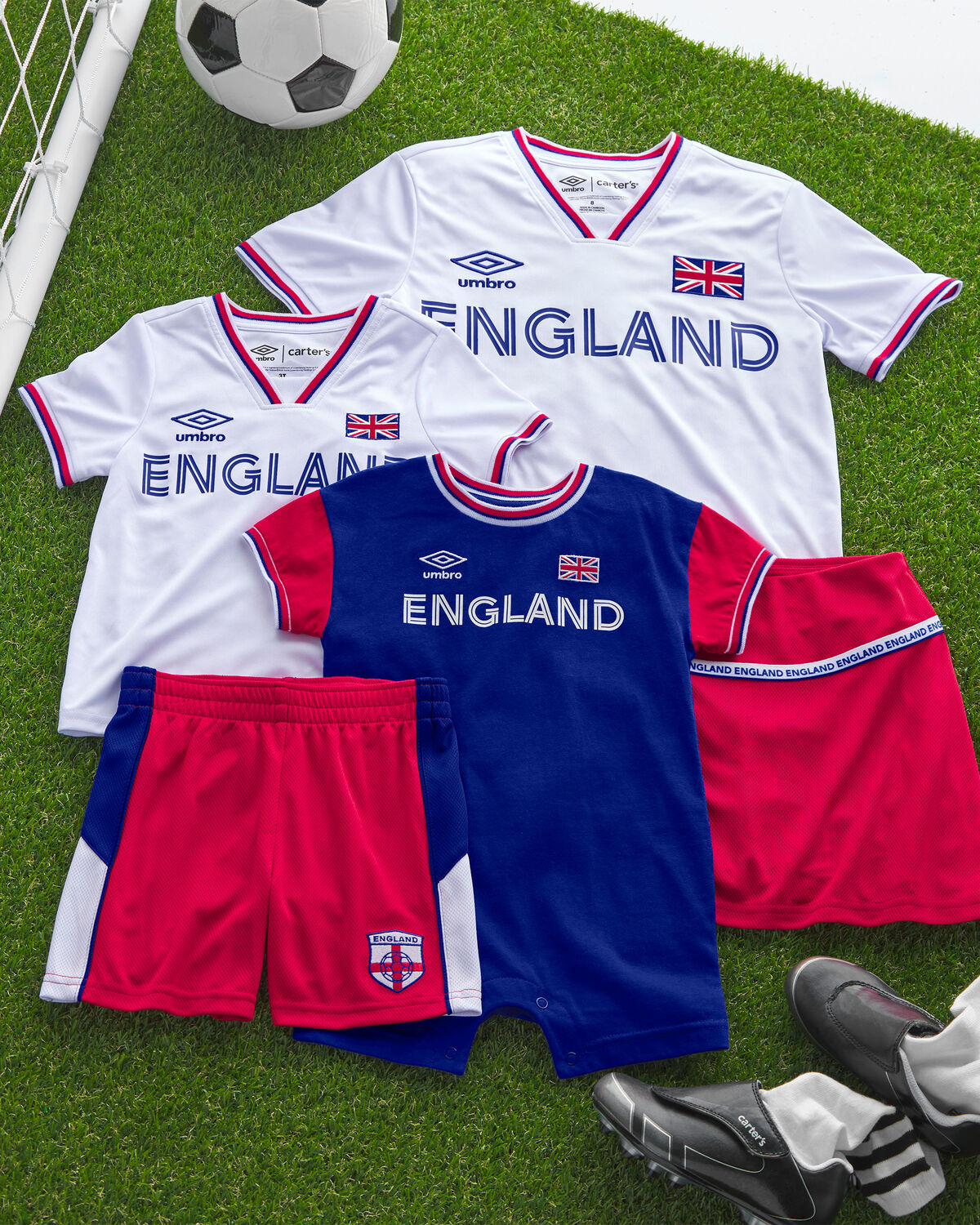 Kids 2-Piece Umbro England Soccer Jersey & Short Set - Red/Blue/White 10 Kids 2-Piece Umbro England Soccer Jersey & Short Set - Red/Blue/White