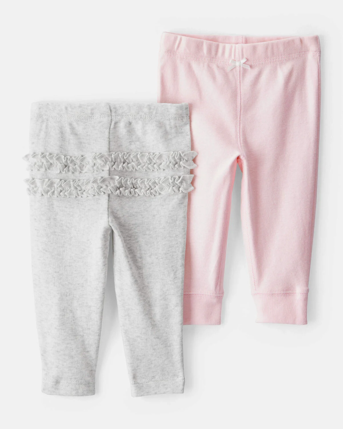 Baby Girl 2-Pack Ruffle-Detail Cotton Pants - Grey/Pink 1 Baby Girl 2-Pack Ruffle-Detail Cotton Pants - Grey/Pink