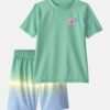 Boys 2-Piece Palm Tree Rashguard & Swim Trunk Set - Green
