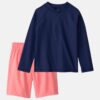 Boys 2-Piece Rashguard & Swim Trunk Set - Navy/Coral