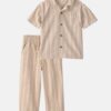 Toddler Boy 2-Piece Striped Button-Down Shirt & Pant Set - Brown