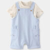 Baby Boy 2-Piece Easter Bunny Shortall Set - Blue/Cream
