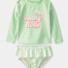 Baby Girl 2-Piece 'Vacay Mode' Rashguard Swimsuit Set - Green