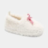Girls Fuzzy Bow Slippers - Cream/Pink