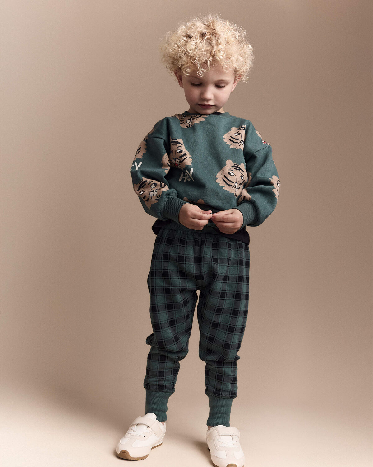 Toddler No-Seam Jogger Pant in Plaid - Green/Black 1 Toddler No-Seam Jogger Pant in Plaid - Green/Black