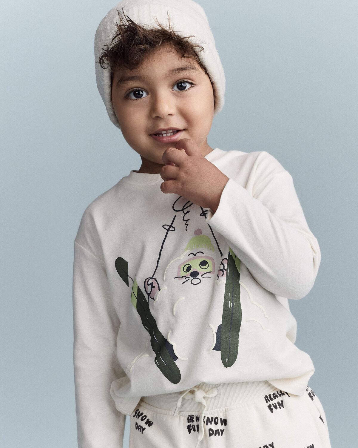 Toddler Skiing Squish Long-Sleeve Relaxed Graphic Tee - Cream 1 Toddler Skiing Squish Long-Sleeve Relaxed Graphic Tee - Cream