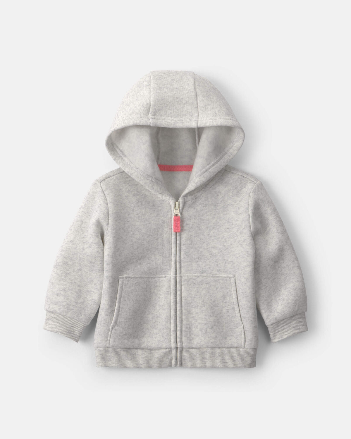 Baby Girl Fleece Zip-Up Hoodie - Grey