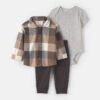 Baby Boy 3-Piece Buffalo Check Fleece Layering Set