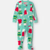 Toddler 1-Piece Christmas Dogs DreamPlush Snug Fit Footed Pajama - Green