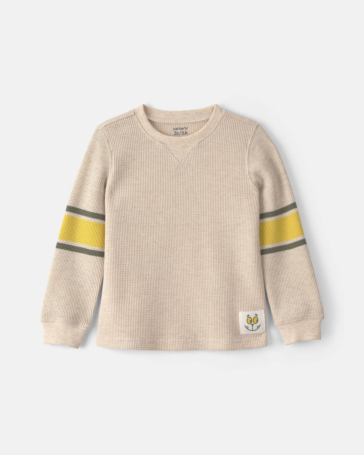Toddler Boy Striped Thermal Long-Sleeve T-Shirt - Cream 1 Toddler Boy Striped Thermal Long-Sleeve T-Shirt - Cream