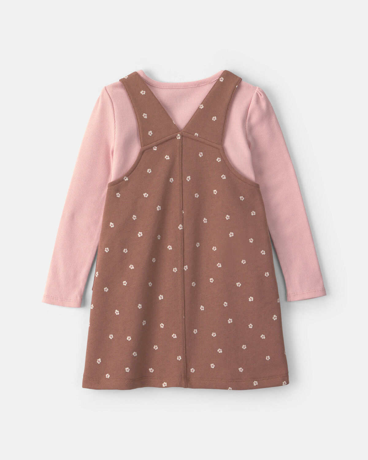 Baby Girl Floral French Terry Long-Sleeve Dress Set - Pink/Brown 2 Baby Girl Floral French Terry Long-Sleeve Dress Set - Pink/Brown