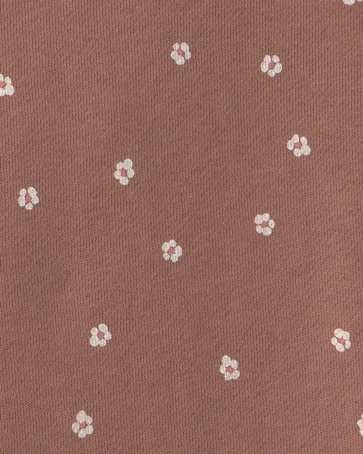 Baby Girl Floral French Terry Long-Sleeve Dress Set - Pink/Brown 4 Baby Girl Floral French Terry Long-Sleeve Dress Set - Pink/Brown