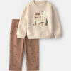Baby Boy 2-Piece 'My Best Buddy' Dog Fleece Sweatshirt & Pant Set - Cream/Brown