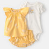 Baby Girl 3-Piece Flower Outfit Set - Yellow/White