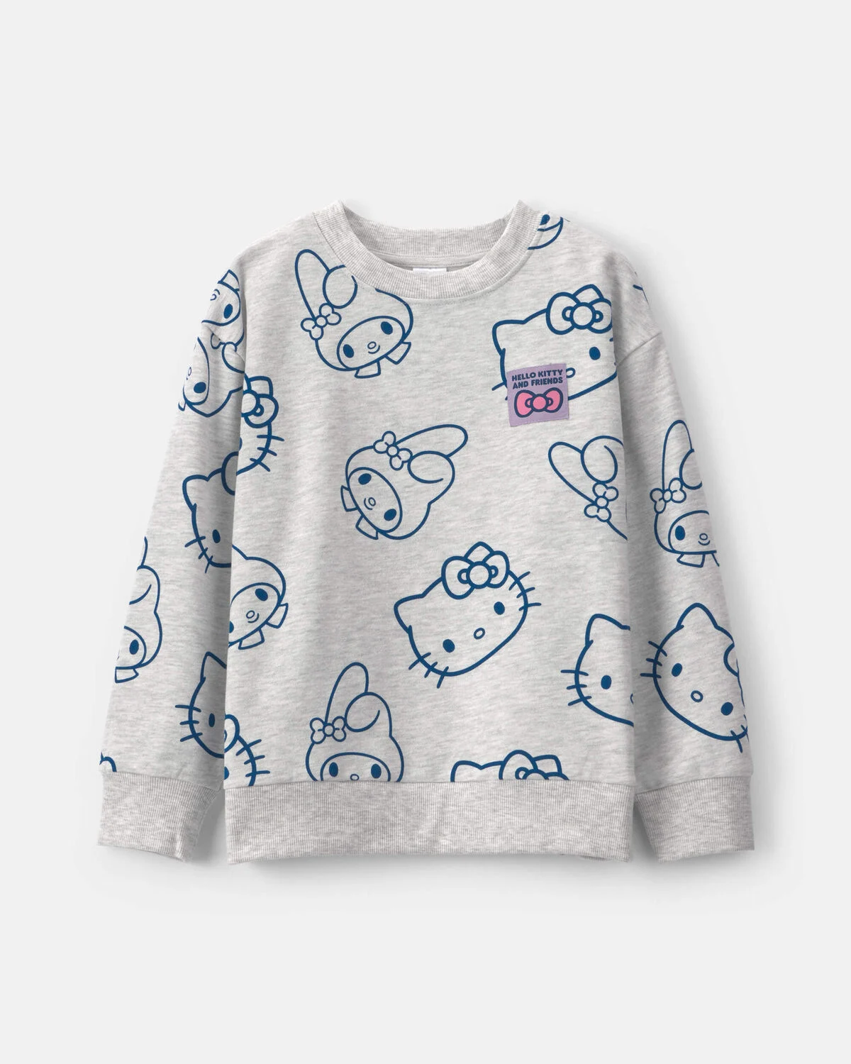 Girls Hello Kitty® Fleece Pullover Sweatshirt - Grey 1 Girls Hello Kitty® Fleece Pullover Sweatshirt - Grey
