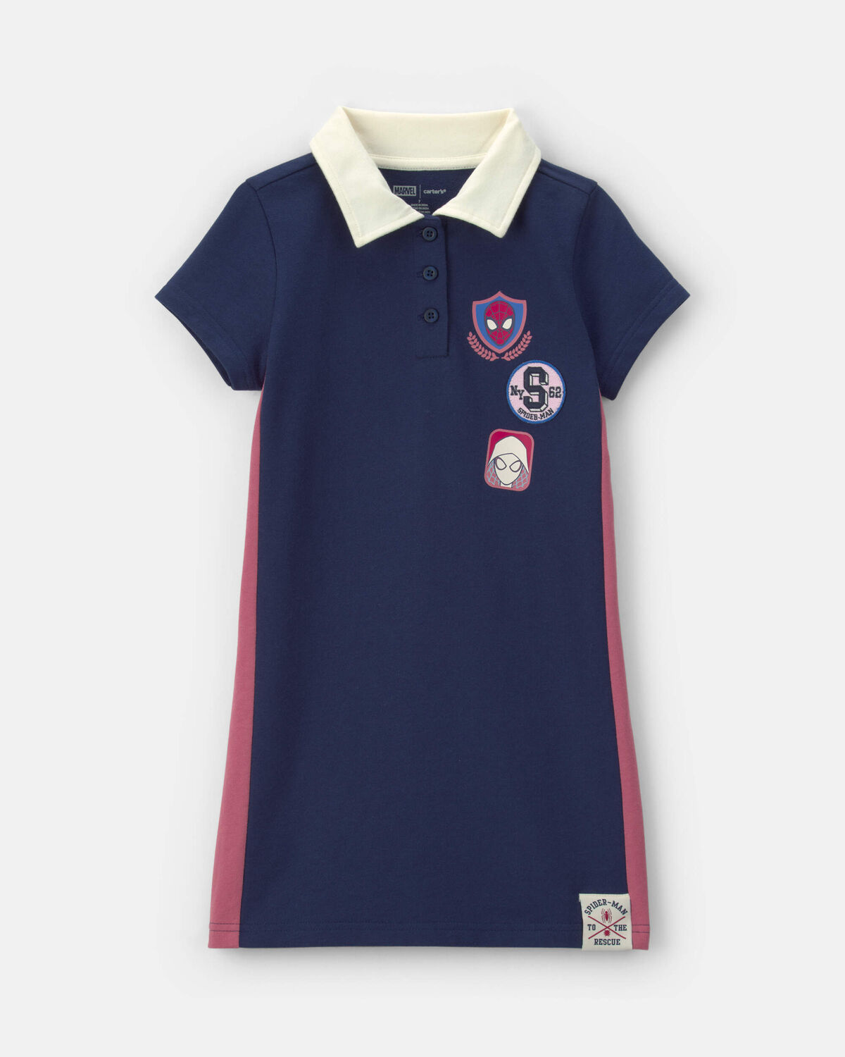 Girls ©Marvel Spider-Man French Terry Polo Dress - Navy Blue 1 Girls ©Marvel Spider-Man French Terry Polo Dress - Navy Blue