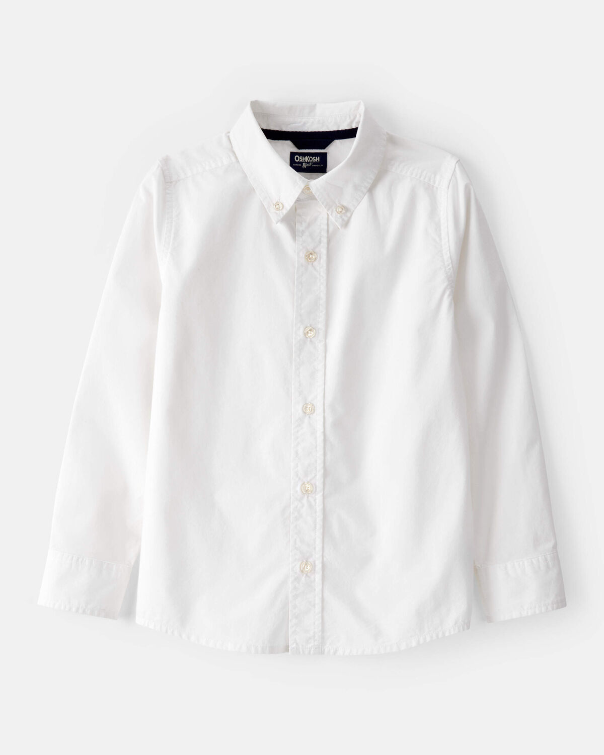 Boys Long Sleeve Button-Front Uniform Shirt - White 1 Boys Long Sleeve Button-Front Uniform Shirt - White