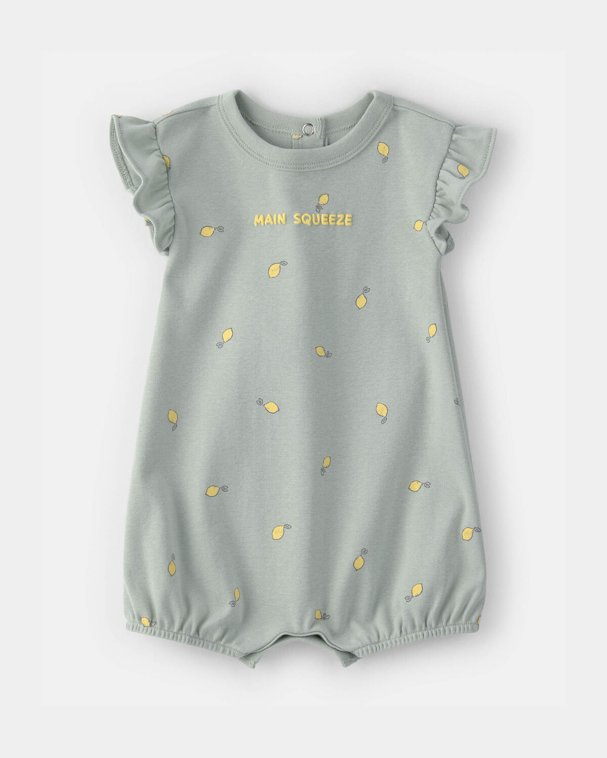 Baby Girl 'Main Squeeze' Lemon Short-Sleeve Romper - Green