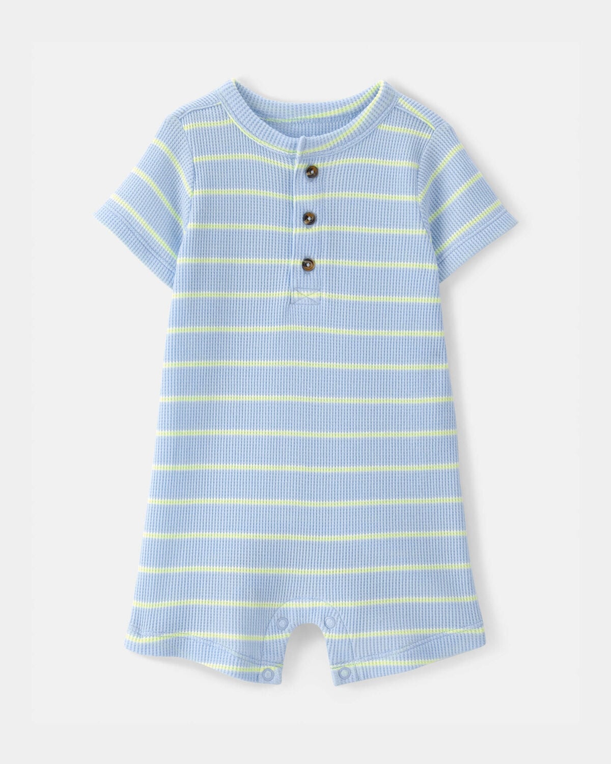 Baby Boy Striped Waffle-Knit Romper - Blue