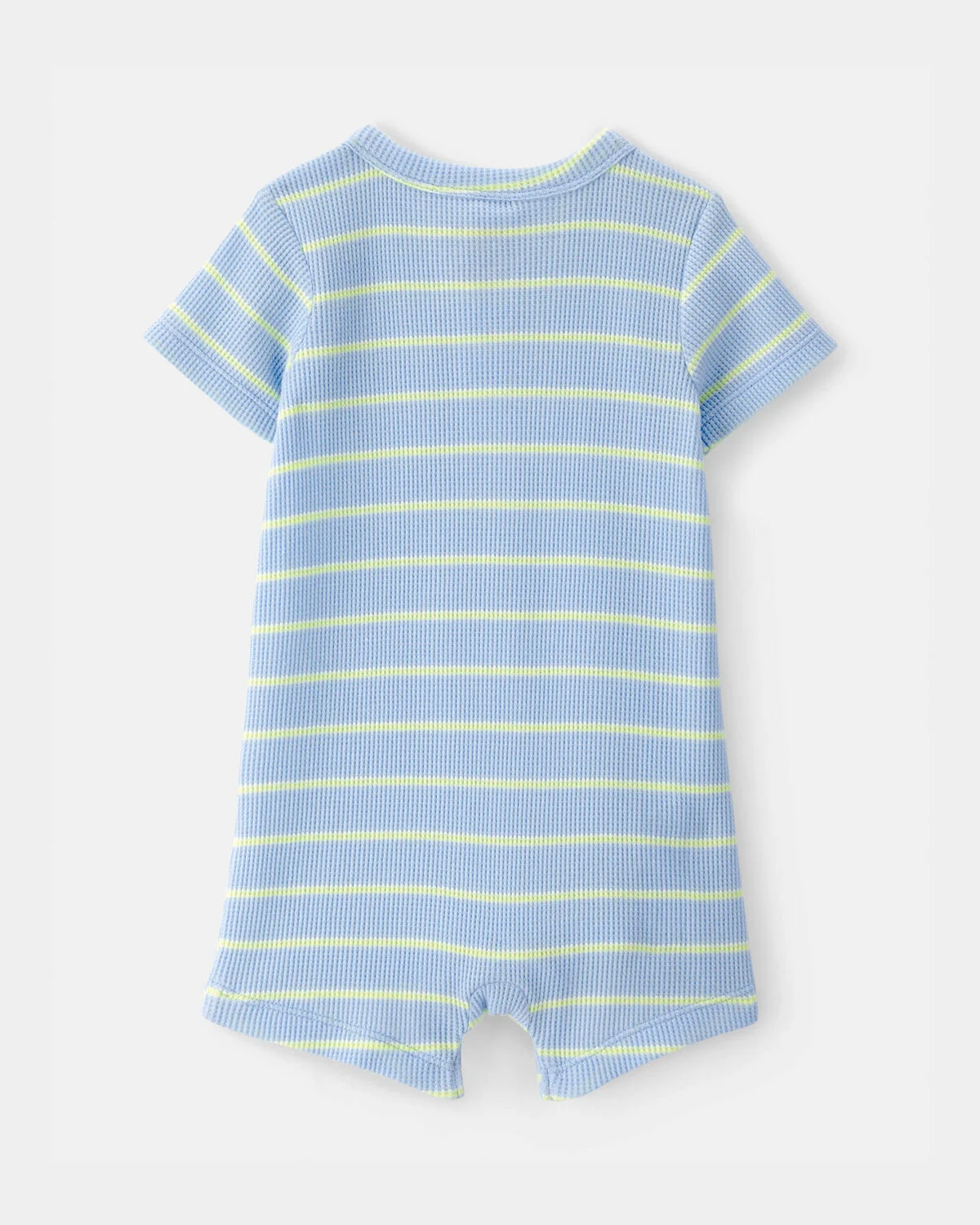 Baby Boy Striped Waffle-Knit Romper - Blue