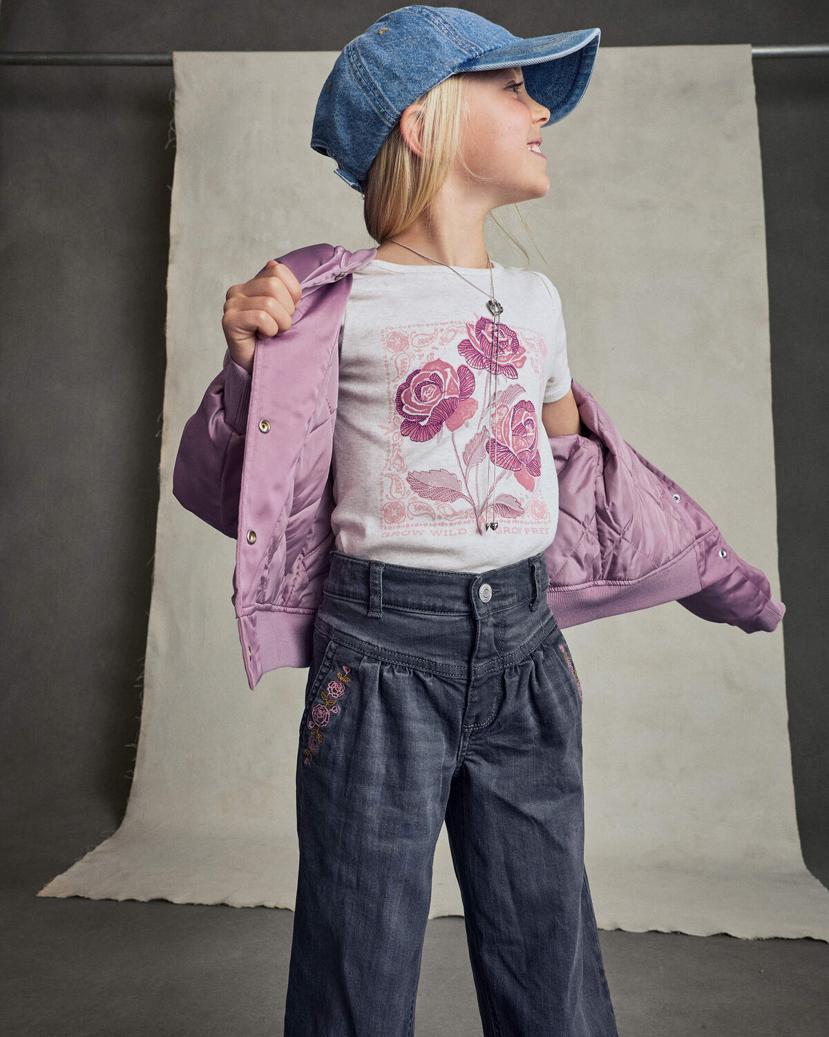 Girls 'Sundance Ranch' Horse Poplin Bomber Jacket - Purple 5 Girls 'Sundance Ranch' Horse Poplin Bomber Jacket - Purple