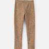 Girls Leopard Fleece Pull-On Stretch Leggings - Brown