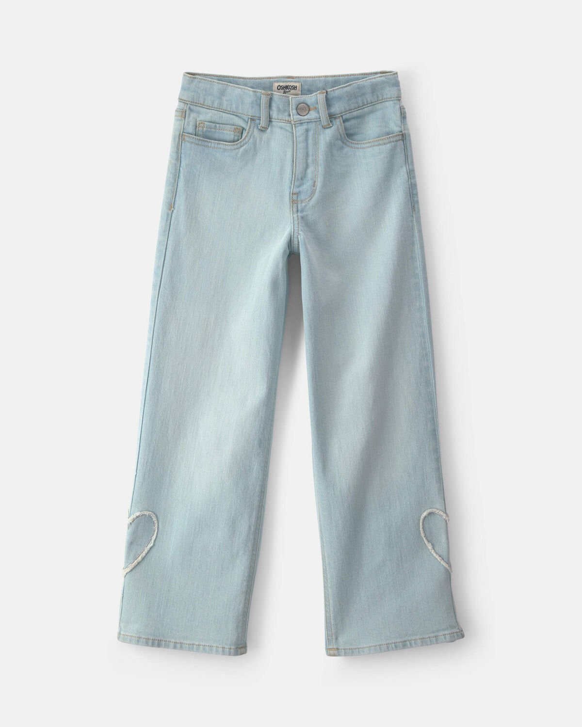 Girls Heart Denim Wide-Leg Jeans - Light Wash