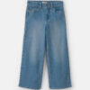 Girls Rainbow Stripe Cropped Wide-Leg Jeans - Medium Wash 6 Girls Rainbow Stripe Cropped Wide-Leg Jeans - Medium Wash