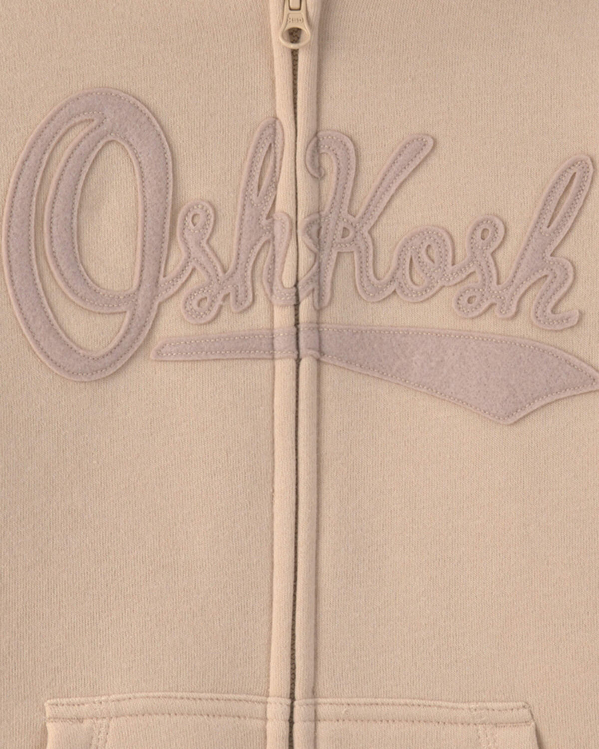 Boys OshKosh Logo Fleece Zip-Up Hoodie - Tan 2 Boys OshKosh Logo Fleece Zip-Up Hoodie - Tan
