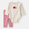 Baby Girl 2-Piece Apple Long-Sleeve Bodysuit & Pant Set - Cream/Pink 6 Baby Girl 2-Piece Apple Long-Sleeve Bodysuit & Pant Set - Cream/Pink