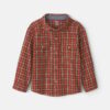 Boys Plaid Long-Sleeve Button-Down Shirt - Orange