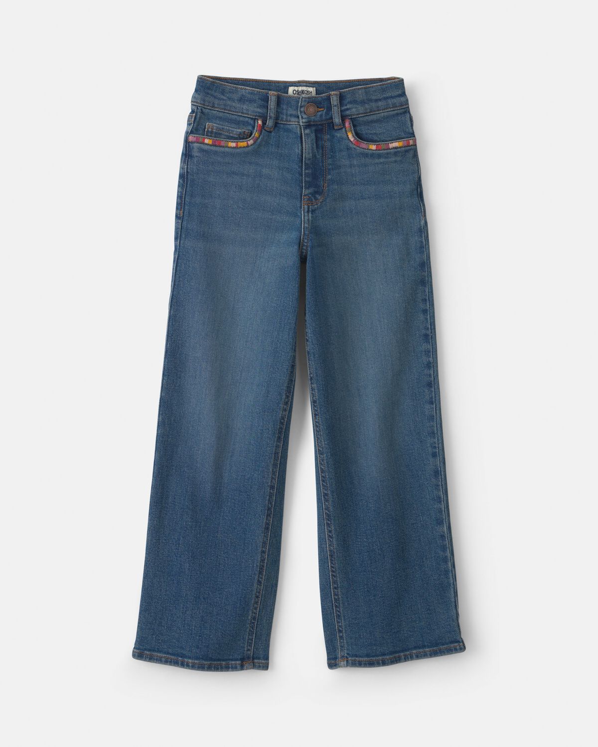Girls Denim Wide-Leg Jeans - Medium Wash