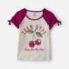 Girls 'Team Hype' Cherry Graphic Tee - Grey/Burgundy