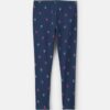 Girls Floral Pull-On Stretch Leggings - Navy Blue
