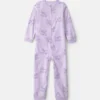 Girls 1-Piece Roller Skating Cat Fleece Loose Fit Pajama - Purple