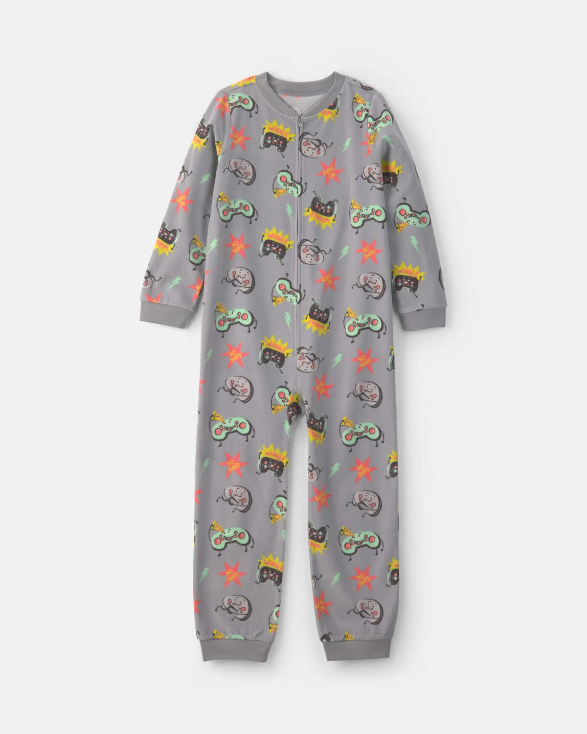 Boys 1-Piece Gamer Fleece Loose Fit Pajama - Grey 1 Boys 1-Piece Gamer Fleece Loose Fit Pajama - Grey