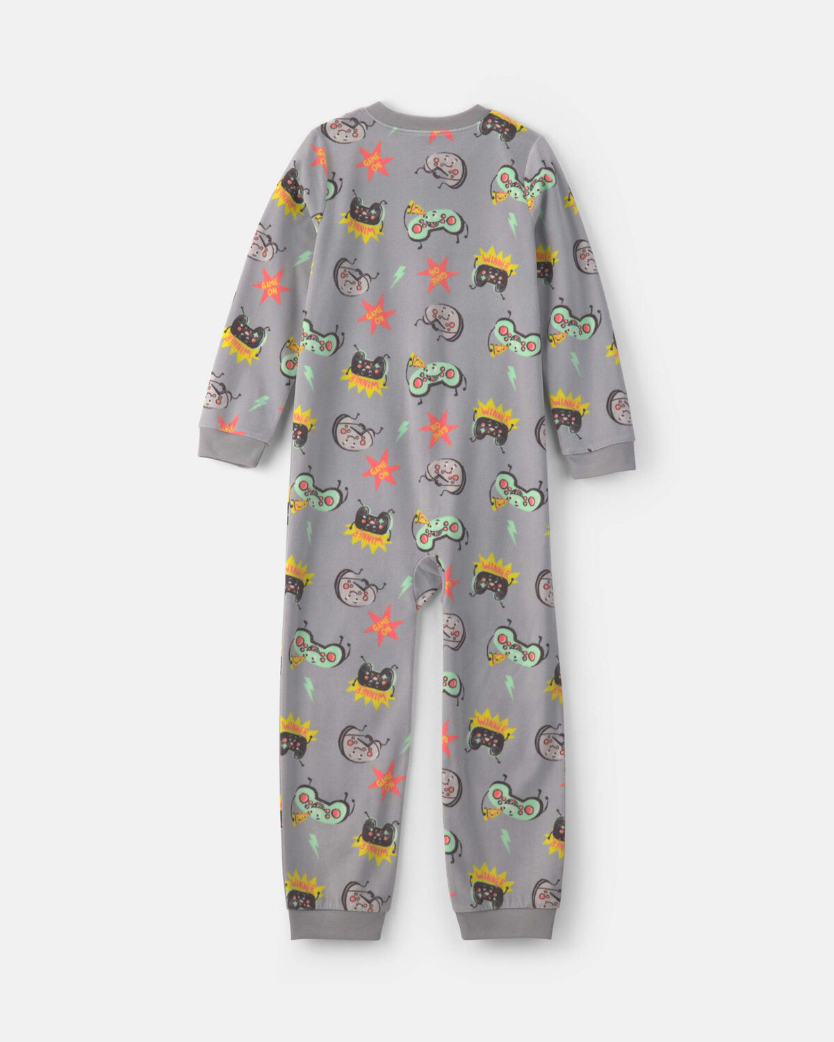 Boys 1-Piece Gamer Fleece Loose Fit Pajama - Grey 2 Boys 1-Piece Gamer Fleece Loose Fit Pajama - Grey