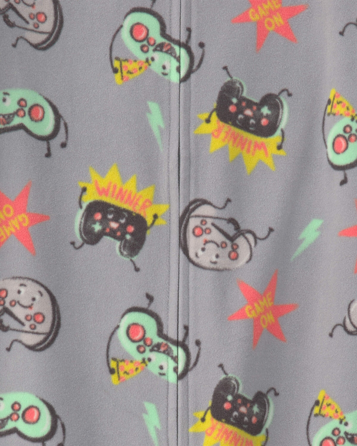 Boys 1-Piece Gamer Fleece Loose Fit Pajama - Grey 3 Boys 1-Piece Gamer Fleece Loose Fit Pajama - Grey