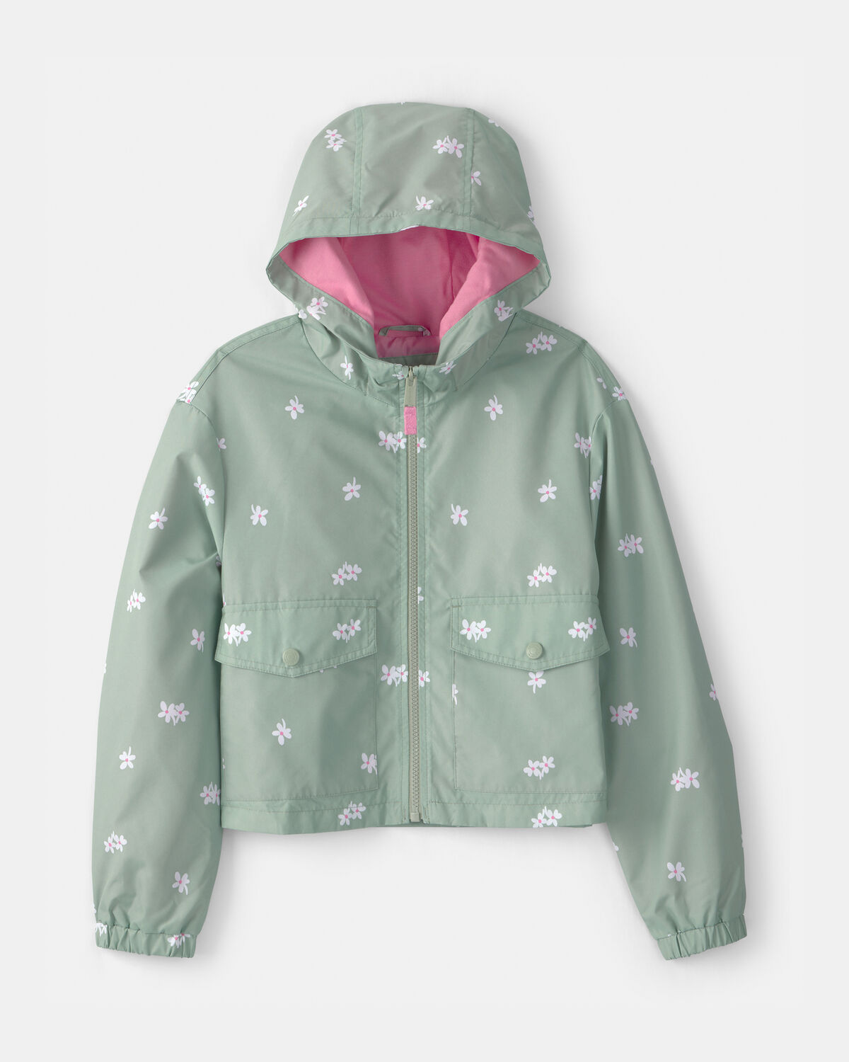 Girls Floral Windbreaker - Green 1 Girls Floral Windbreaker - Green
