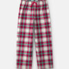 Kids Christmas Plaid Fleece Loose Fit Pajama Bottoms - Red/Green