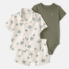 Baby Boy 3-Piece Palm Tree Outfit Set - White/Green