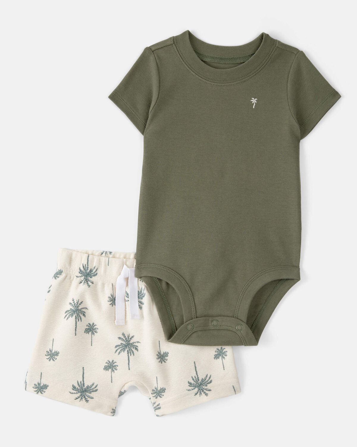 Baby Boy 3-Piece Palm Tree Outfit Set - White/Green