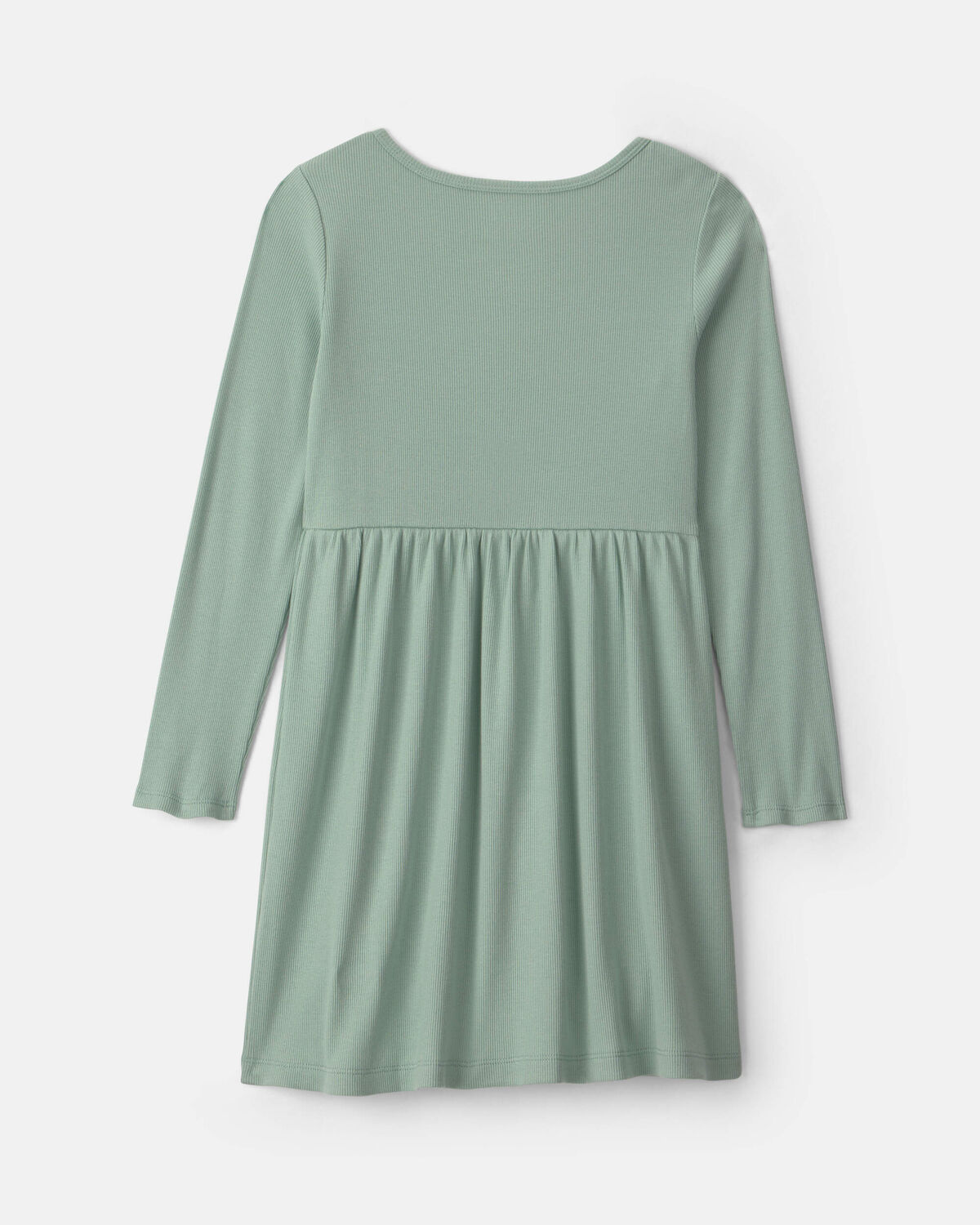 Girls Rib Long-Sleeve Dress - Green 2 Girls Rib Long-Sleeve Dress - Green