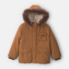 Boys Hooded Heavyweight Winter Jacket - Brown