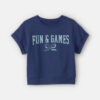 Girls 'Fun & Games' Bow French Terry Top - Navy Blue